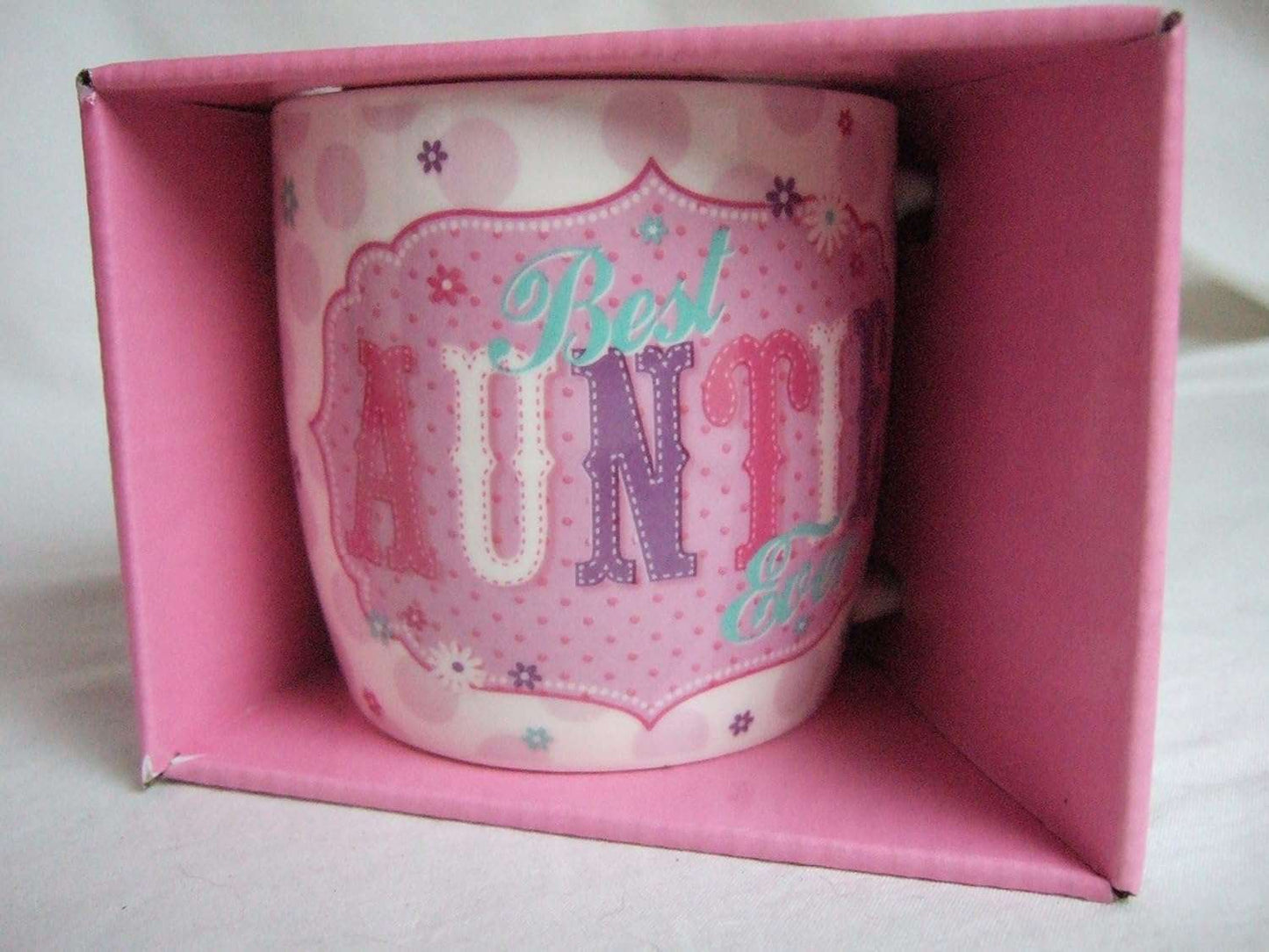 "Best Auntie Ever" Pink Vintage Style Pattern Sentimental Mug