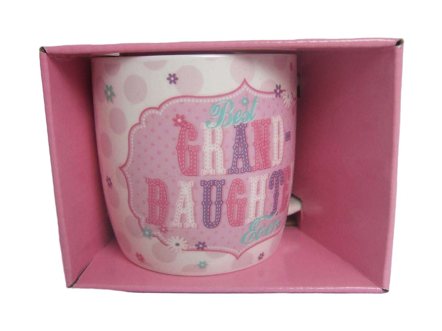 "Best Granddaughter Ever" Pink Vintage Style Pattern Ceramic Novelty Mug