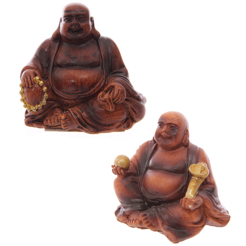 Mini Collectable - Wood Effect Lucky Buddha