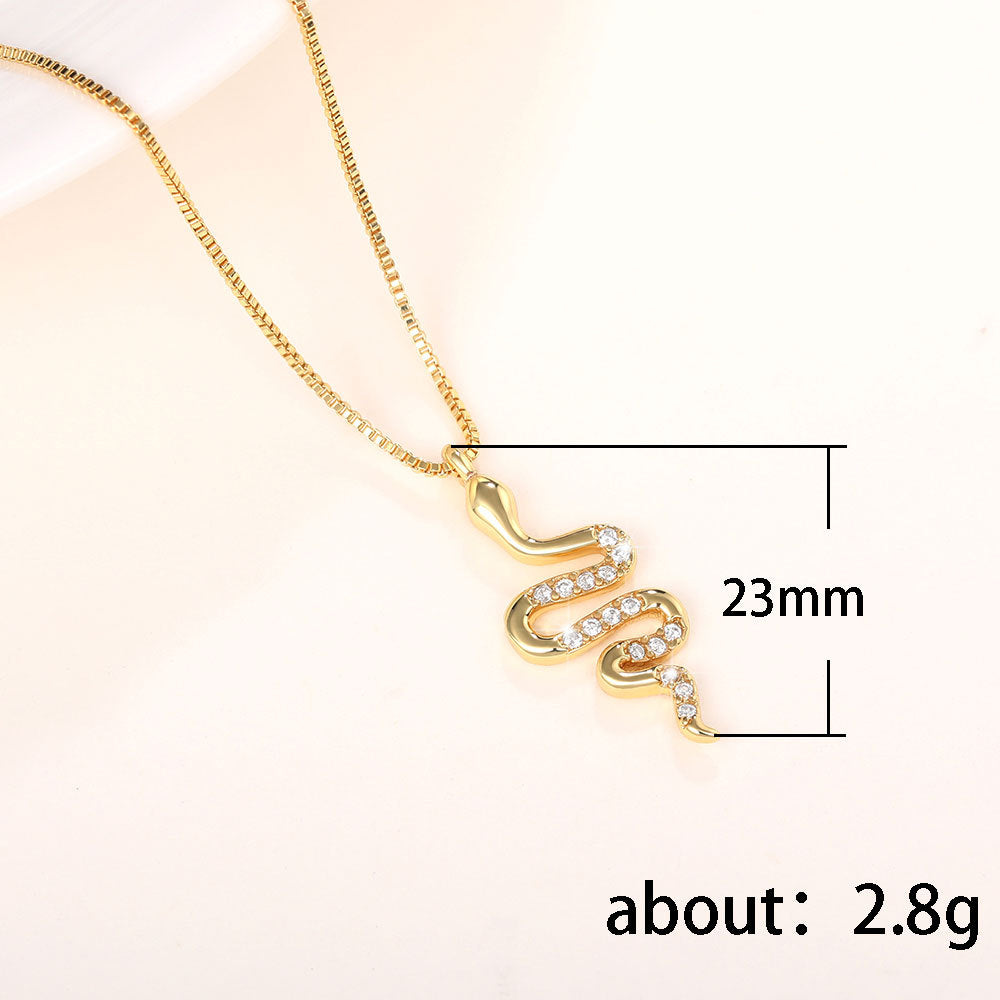 Zircon Snake Pendant Necklace