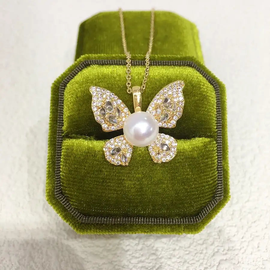 Zhuji Pearl Zircon Butterfly Necklace