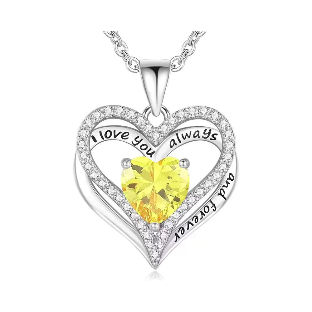"I Love You" Crystal Heart Pendant Necklace