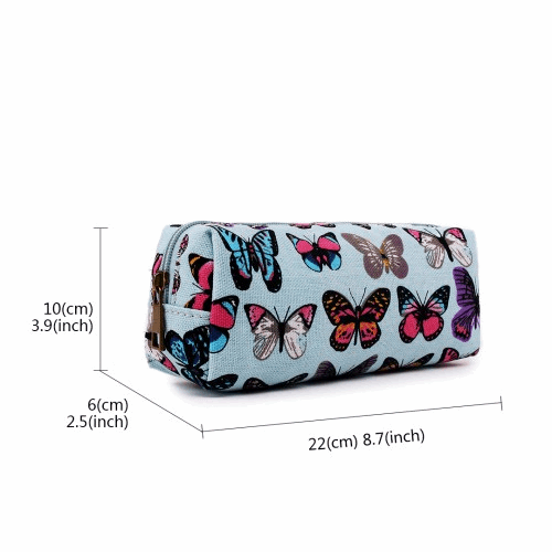 PC-B - Miss Lulu Canvas Pencil Case Butterfly Blue