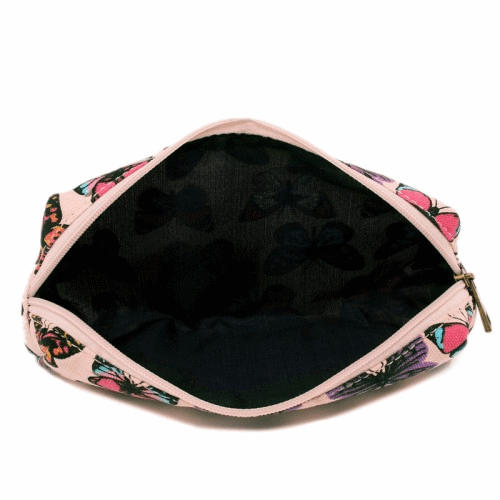 PC-B - Miss Lulu Canvas Pencil Case Butterfly Pink