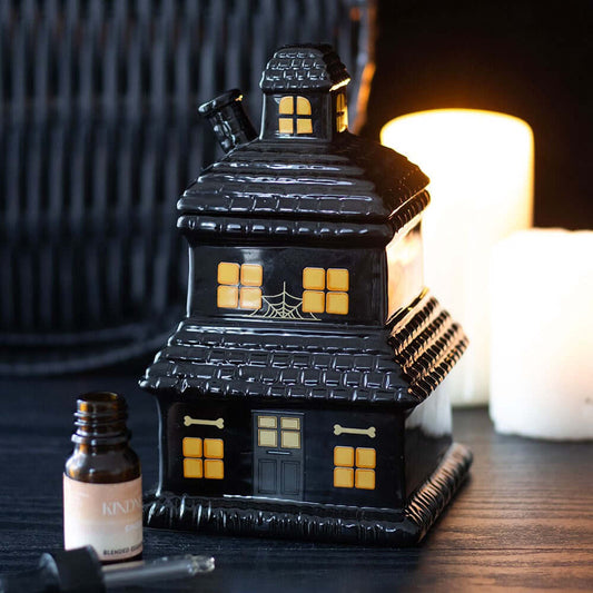 Gothic Gifts Black Haunted House Oil Burner and Wax Warmer