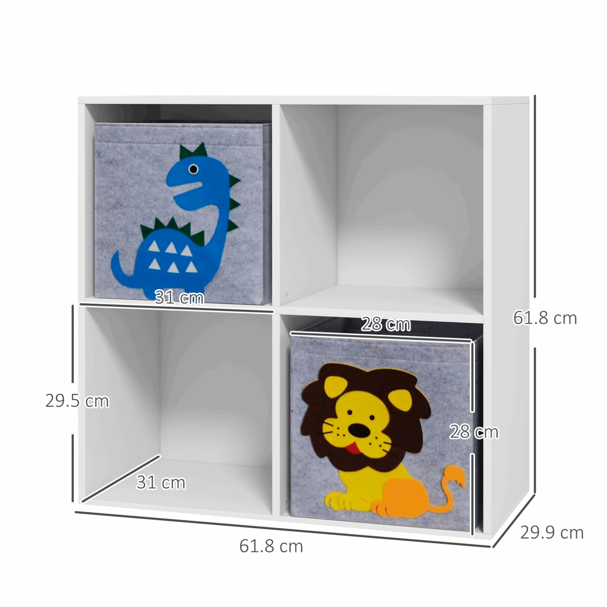 ZONEKIZ Toy Organiser with Two Non-Woven Fabric Drawers for Bedroom - White