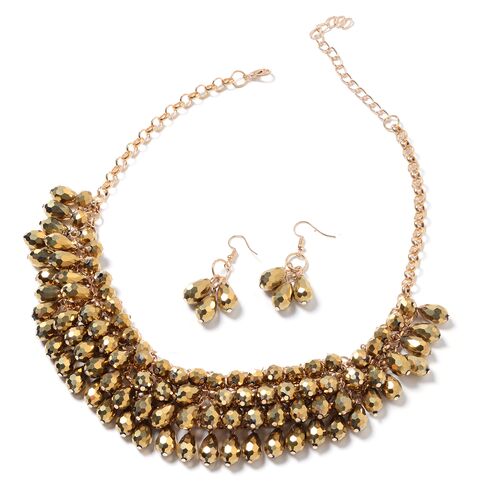 Set of simulated champagne diamond jewellery from TJC with necklace and earrings