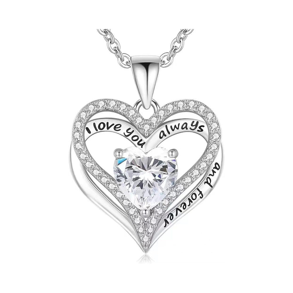 "I Love You" Crystal Heart Pendant Necklace