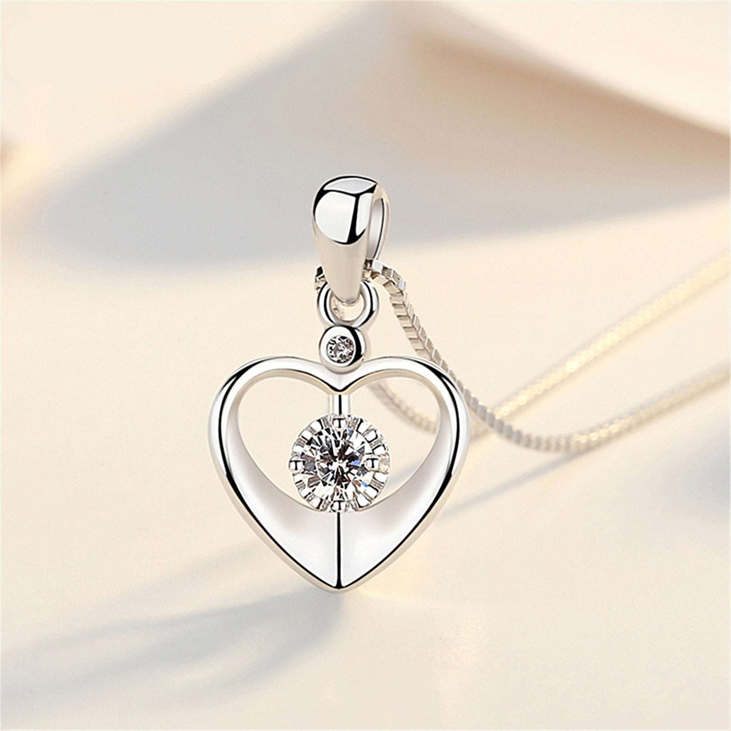 Zircon Heart Pendant Necklace