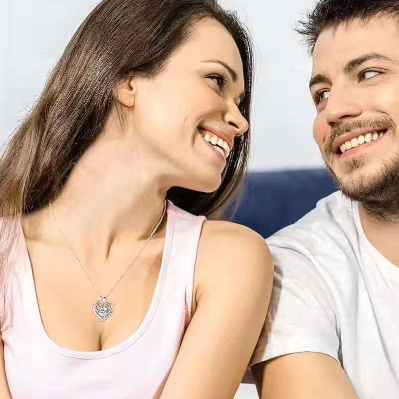 "I Love You" Crystal Heart Pendant Necklace