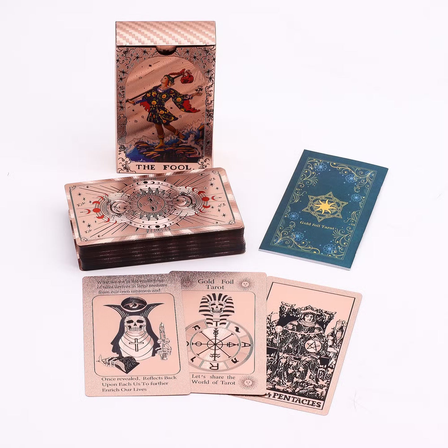 Rose Gold Foil Tarot Card Set - Moon Phase - with booklet
