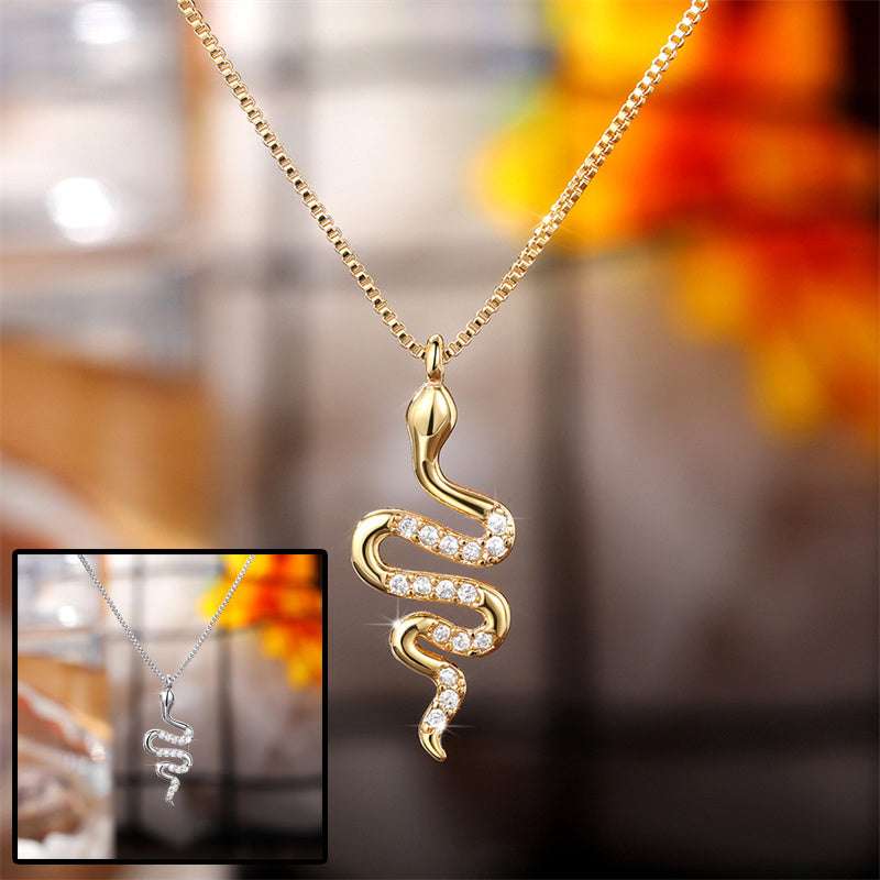 Zircon Snake Pendant Necklace
