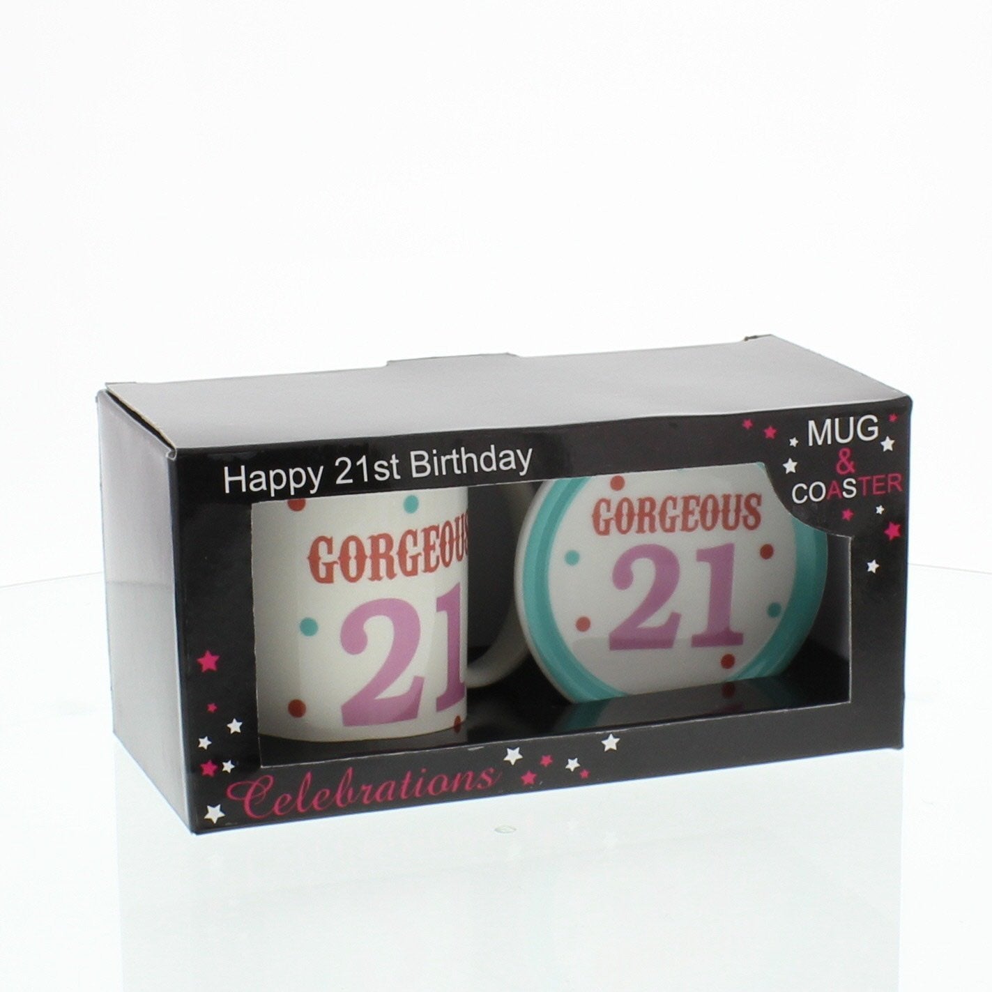 'Gorgeous 21' China Mug and Coaster Set - Comes Boxed