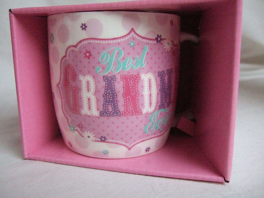 "Best Grandma Ever" Pink Vintage Style Pattern Sentimental Mug