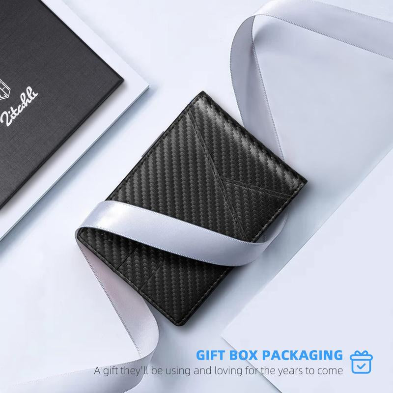 Zitahli Minimalist Bifold Black Trend Business  Card Holder Men's Wallet