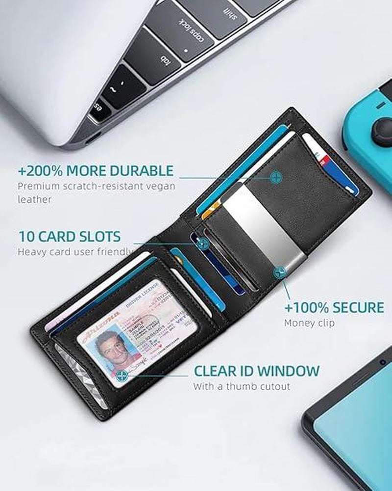 Zitahli Minimalist Bifold Black Trend Business  Card Holder Men's Wallet