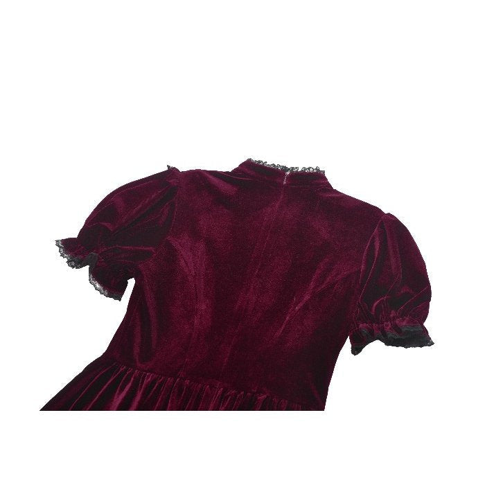 Dark in Love Ophelia Lace Collar Burgundy Velvet Goth Dress