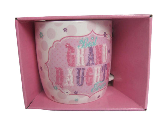 "Best Granddaughter Ever" Pink Vintage Style Pattern Ceramic Novelty Mug