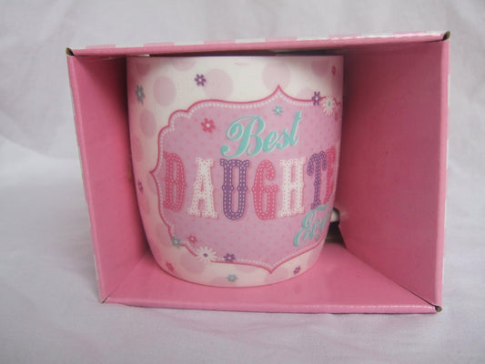 "Best Daughter Ever" Pink Vintage Style Pattern Ceramic Novelty Mug