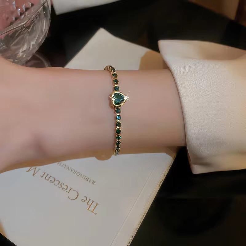 Zircon Square & Heart Bracelets