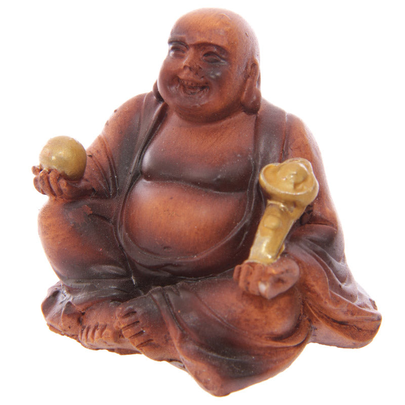 Mini Collectable - Wood Effect Lucky Buddha