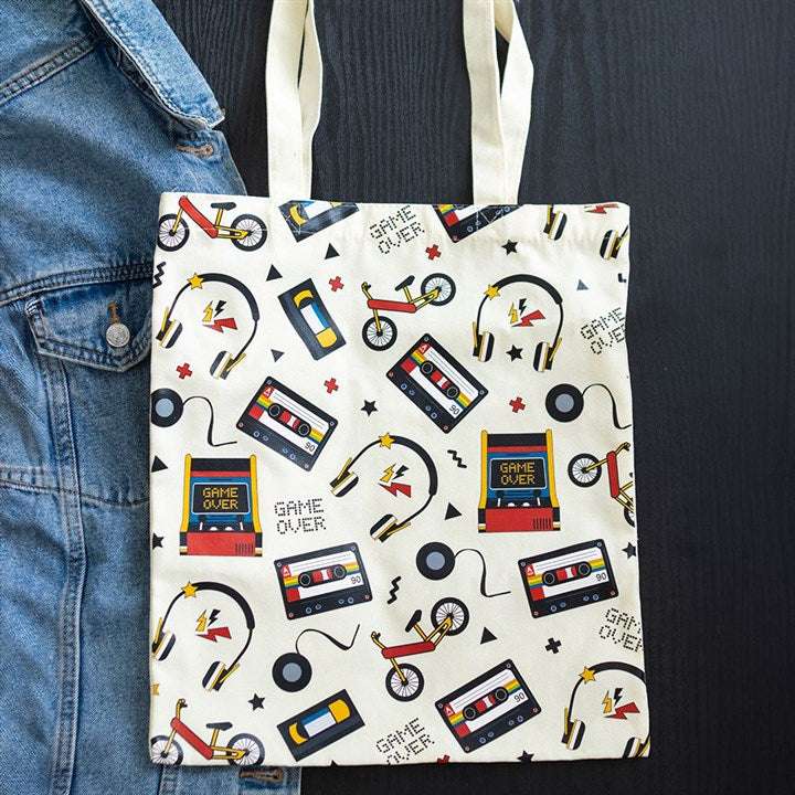 Retro 80s Print Polycotton Tote Bag