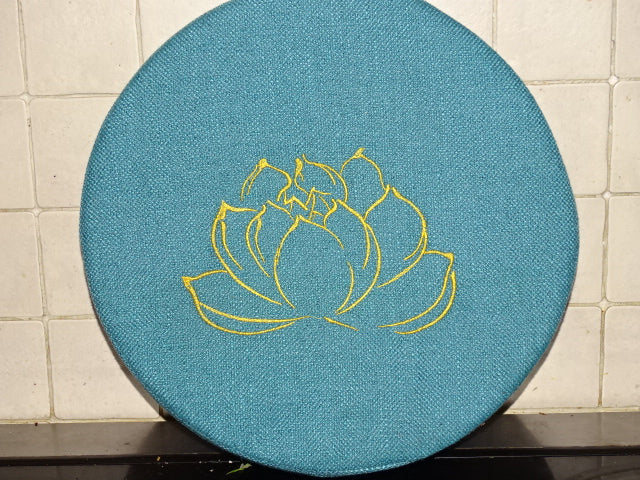 'Golden Lotus'  Round Cotton Covered Foam Meditation / Yoga  / Firm Cushion