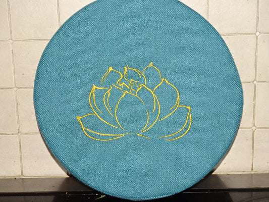 'Golden Lotus'  Round Cotton Covered Foam Meditation / Yoga  / Firm Cushion