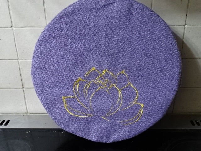 'Golden Lotus'  Round Cotton Covered Foam Meditation / Yoga  / Firm Cushion