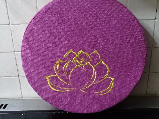 'Golden Lotus'  Round Cotton Covered Foam Meditation / Yoga  / Firm Cushion