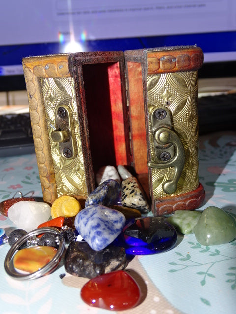 'Lucky Treasure Trove'  Handmade Antique Look Box With 25 Crystals