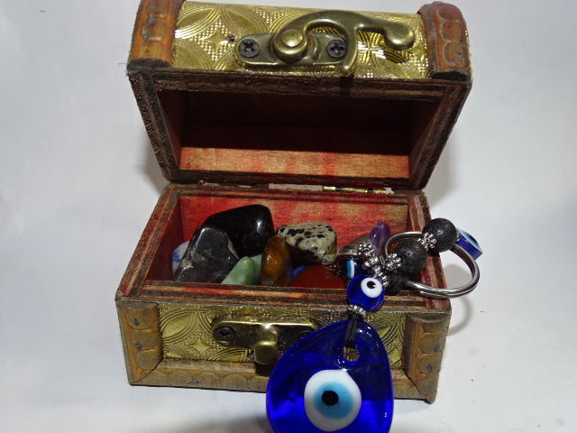 'Lucky Treasure Trove'  Handmade Antique Look Box With 25 Crystals