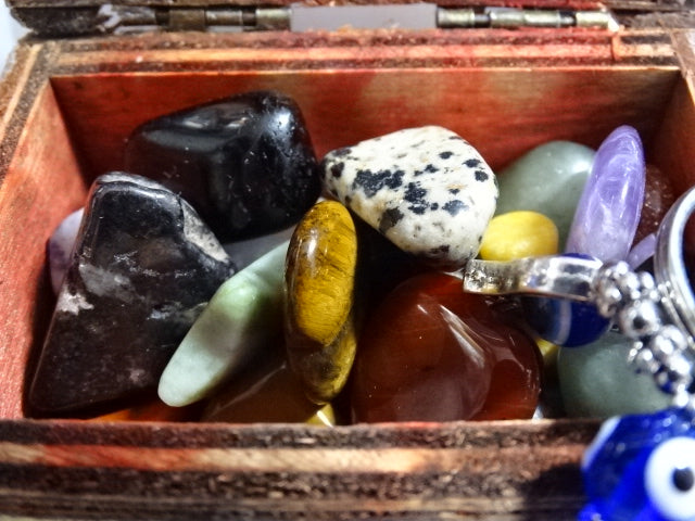 'Lucky Treasure Trove'  Handmade Antique Look Box With 25 Crystals