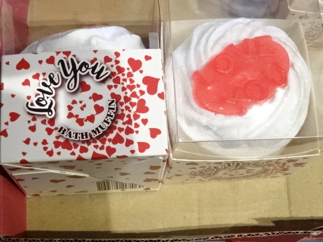'Love You' Exotic Scented  Bath Muffin / Fizzer Gift.
