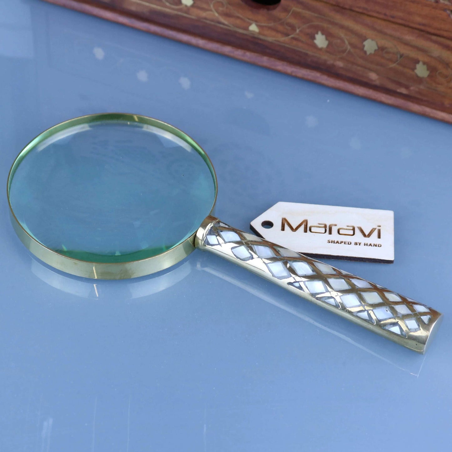Zuari Brass Magnifying Glass and Letter Opener Set