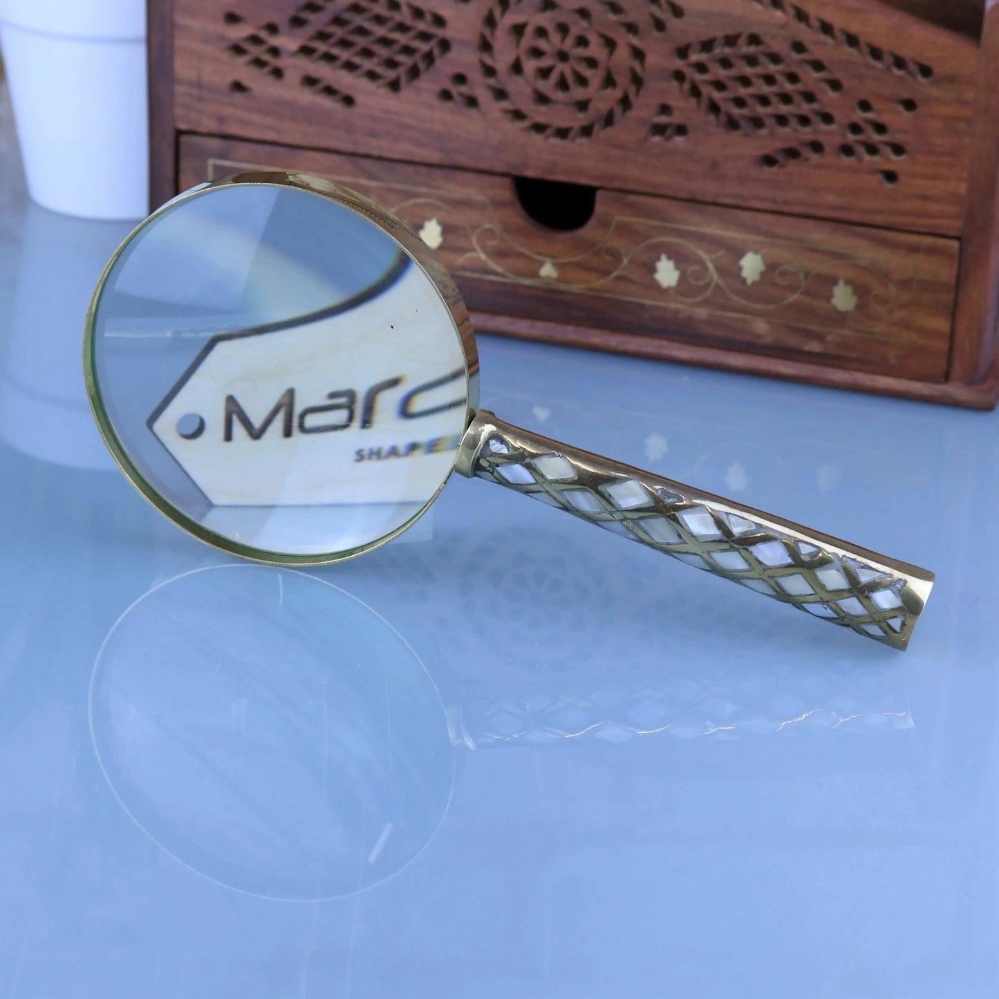 Zuari Brass Magnifying Glass and Letter Opener Set