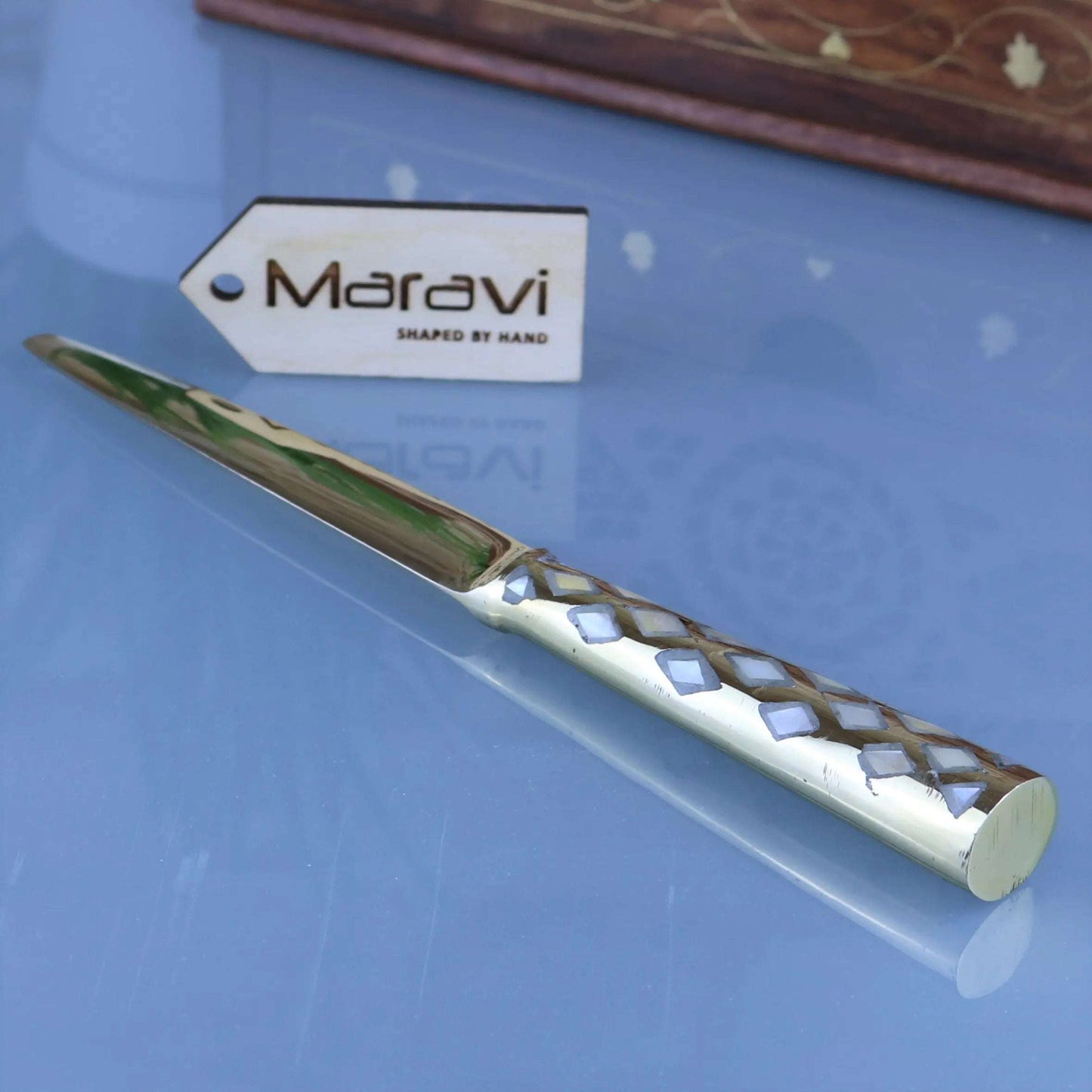 Zuari Brass Magnifying Glass and Letter Opener Set