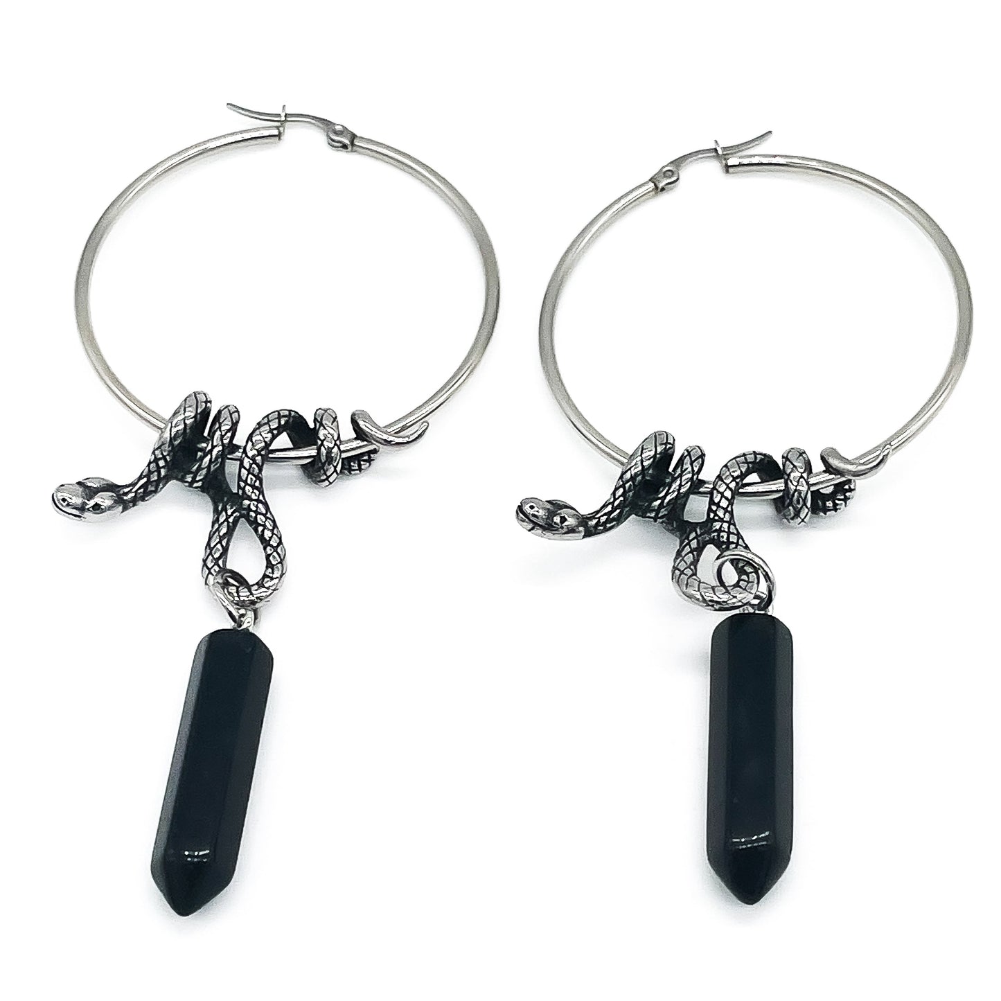Serpent's Lair Snake Crystal Hoops