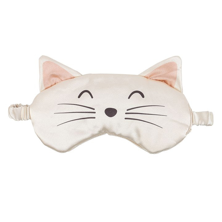 White Cat Face Satin Eye Mask