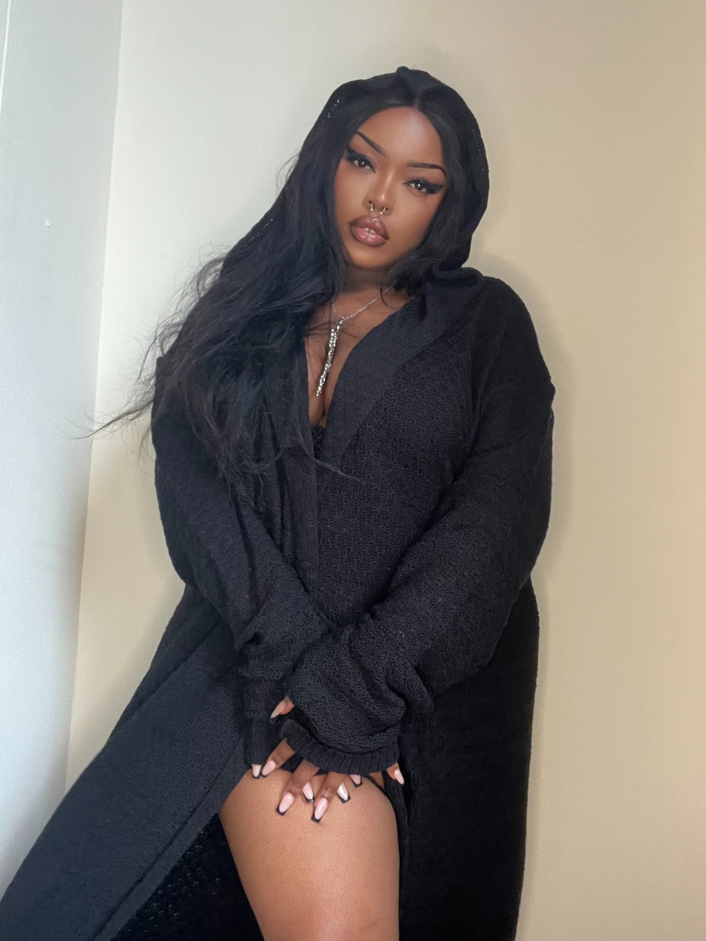 Necessary Evil UK Athena Long Hooded Cardigan