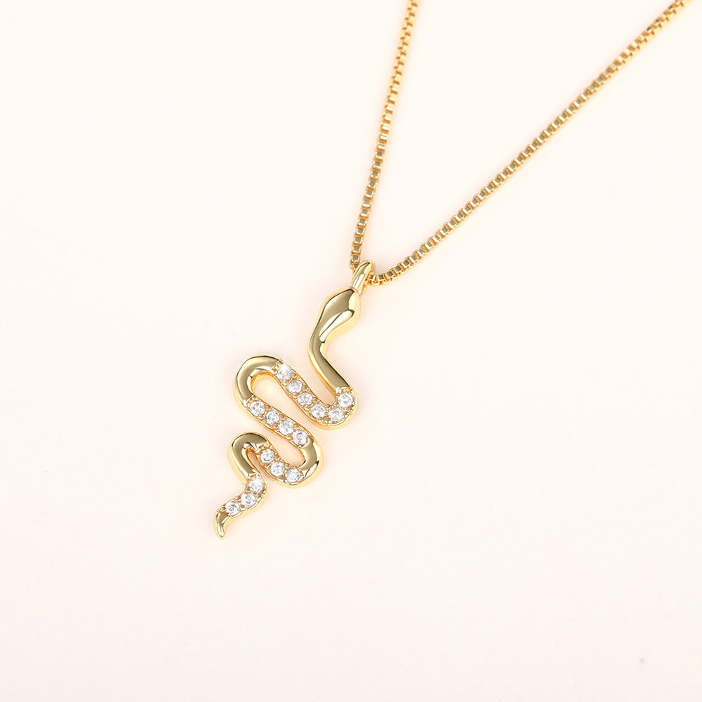 Zircon Snake Pendant Necklace