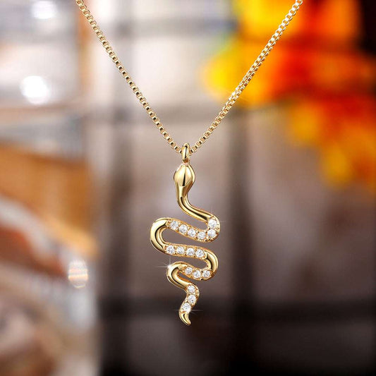 Zircon Snake Pendant Necklace