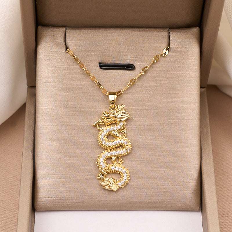 Zodiac Gold Dragon Pendant Necklace