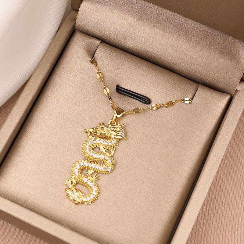 Zodiac Gold Dragon Pendant Necklace