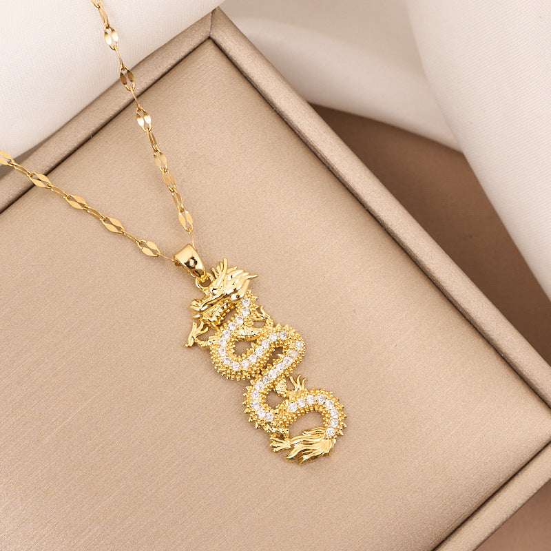 Zodiac Gold Dragon Pendant Necklace