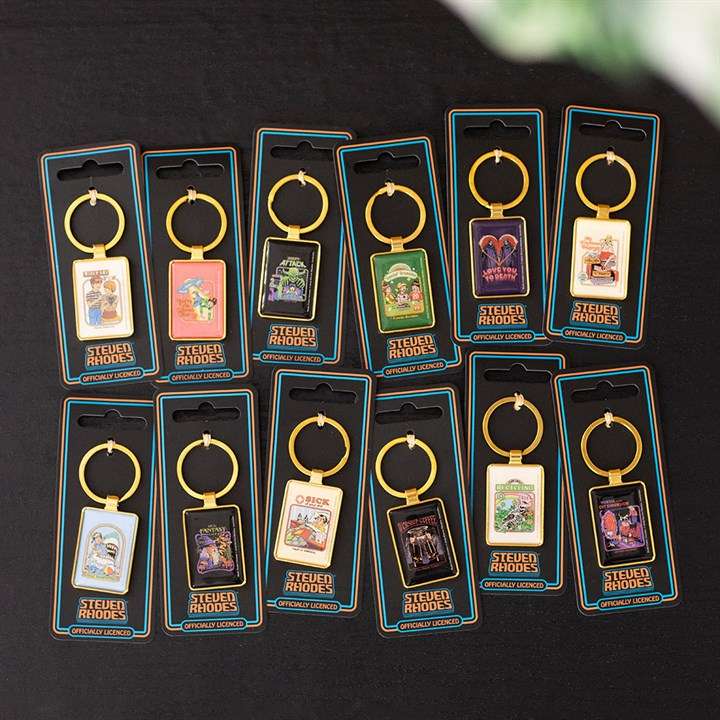 Set of 48 Enamel Keyrings by Steven Rhodes on Display