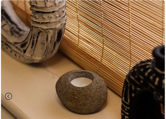 Natural Riverstone Candle Holder - Single Nightlight