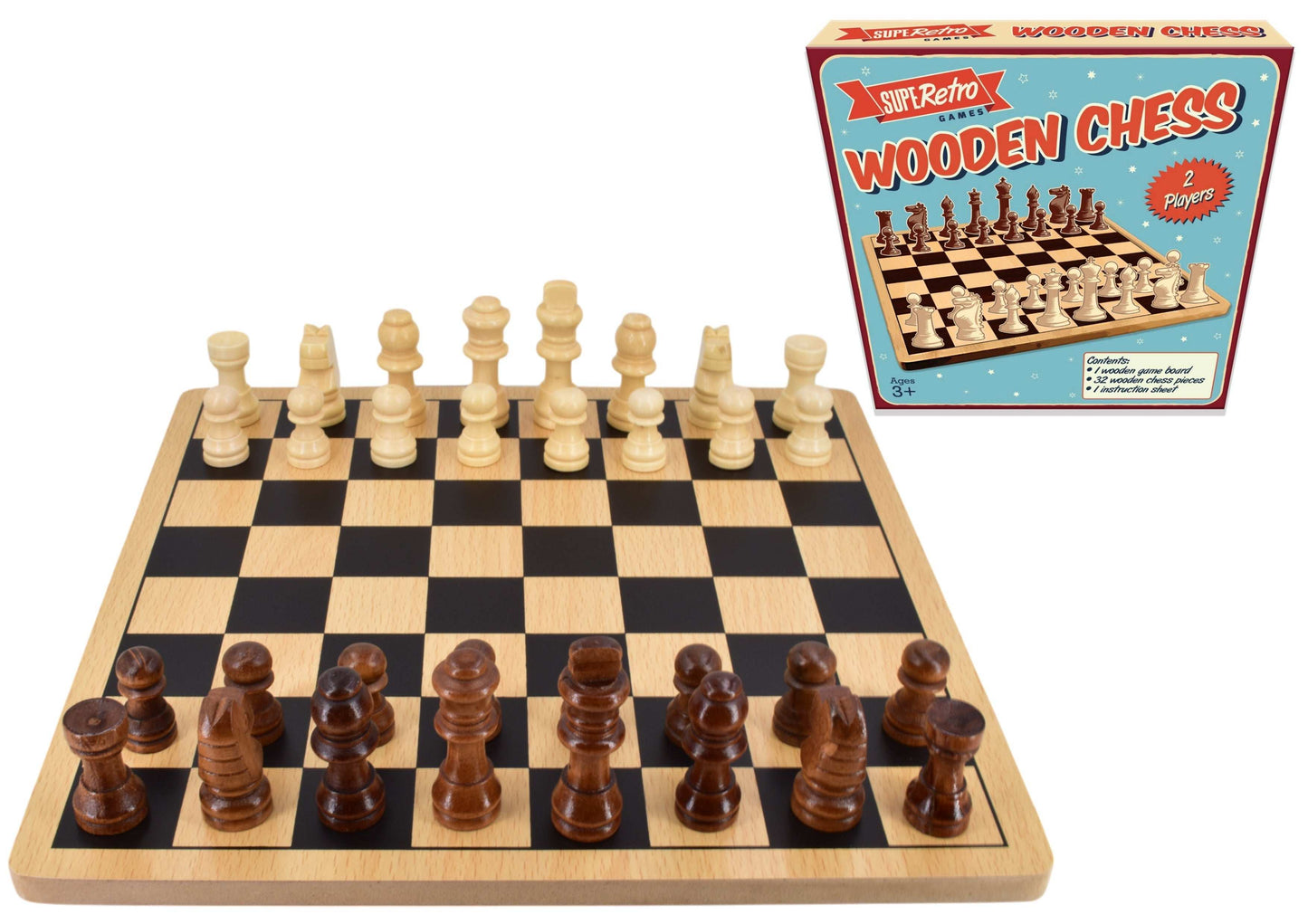 "Retro" Wooden Board Chess  game