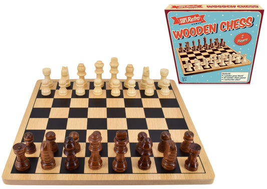 "Retro" Wooden Board Chess  box game