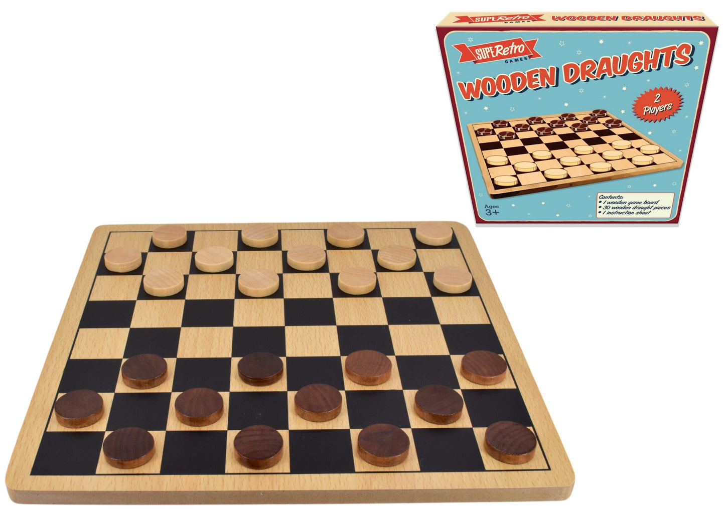 Retro" Wooden Board Draughts